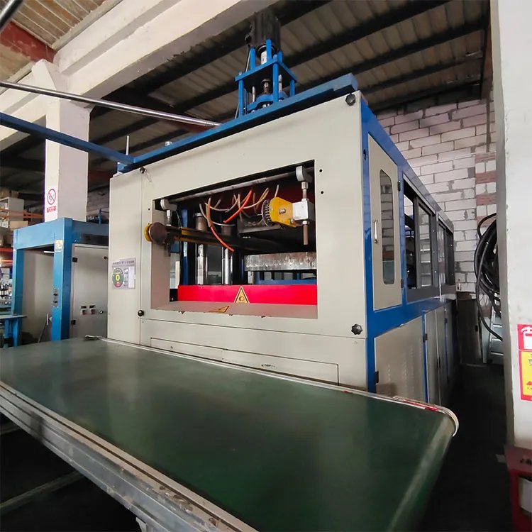 Thermoforming EVA cases in factory, hot press machine molding EVA hard cases on the workshop floor